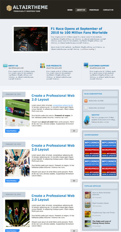 altair wordpress theme