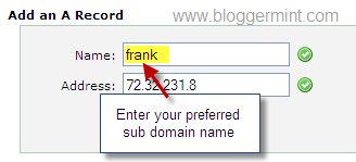 Configure sub domain for tumblr blog