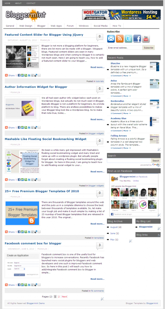 Bloggermint blogger template demo