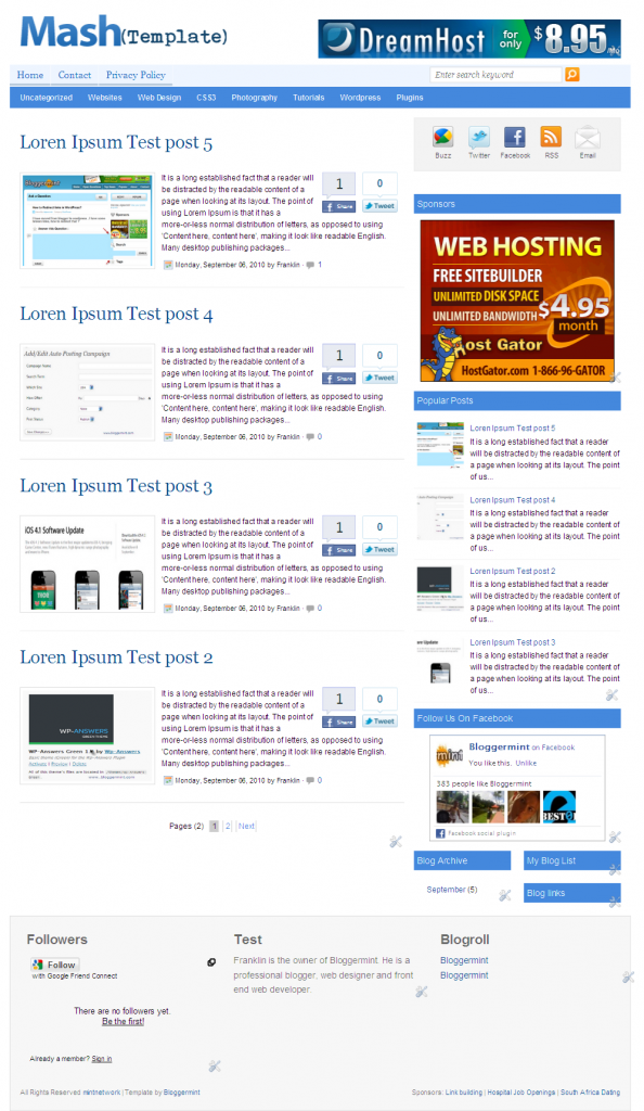 mash blogger template